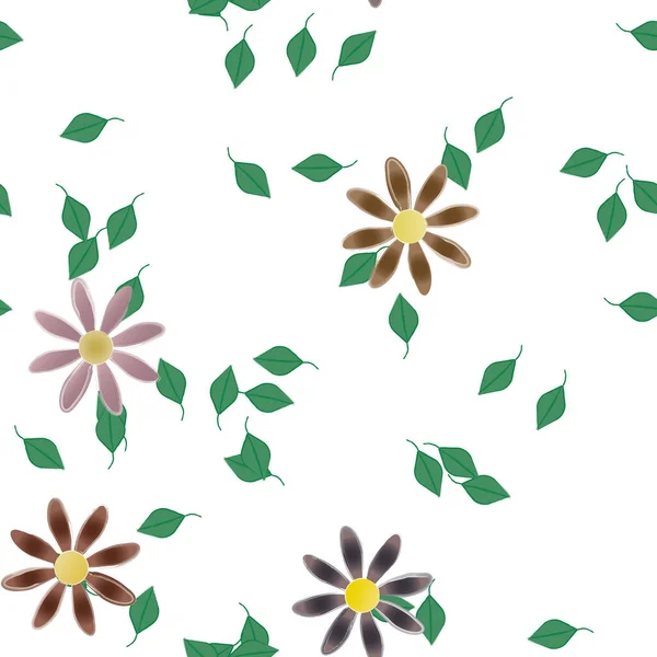 Enkle Fargerike Blomster Grønne Blader Til Tapeter Vektorillustrasjon – stockvektor