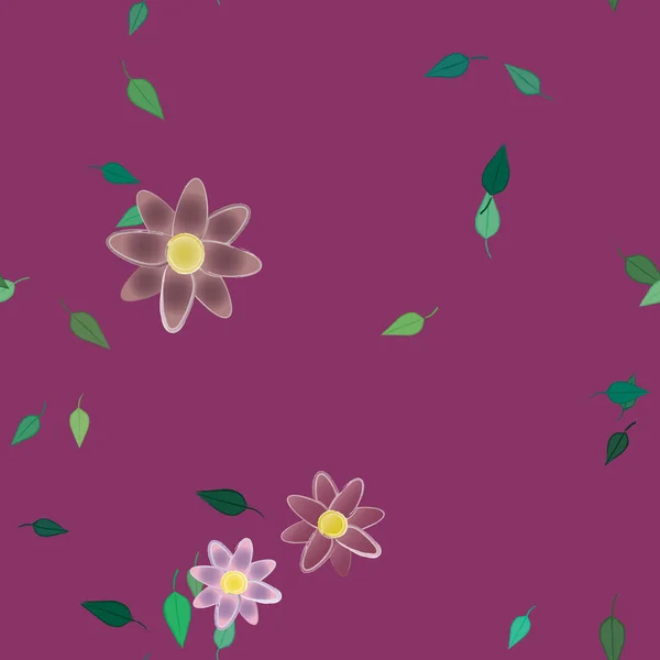 Fleurs Simples Avec Des Feuilles Vertes Composition Libre Illustration Vectorielle — Image vectorielle