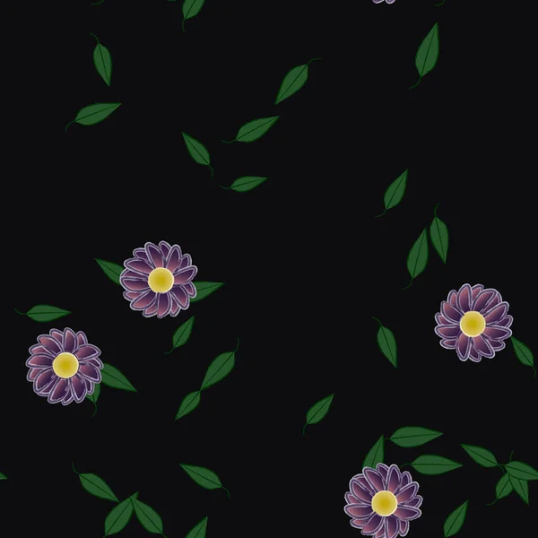 Composição Design Com Flores Simples Folhas Verdes Ilustração Vetorial —  Vetores de Stock