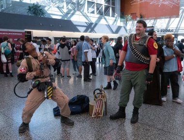 Montreal, Quebec, Kanada - 7 Temmuz 2019: Comiccon: Cosplayers