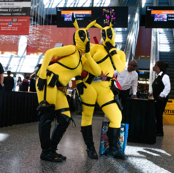 Montreal Quebec Kanada Juli 2019 Comiccon Cosplayer Zwei Süße Pikachu — Stockfoto