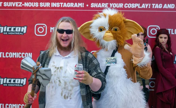 Montreal Quebec Canadá Julio 2019 Comiccon Cosplayers Fat Thor Gremlin —  Fotos de Stock