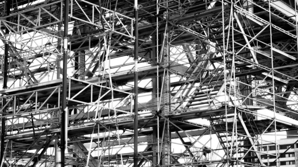 Геометрический Рисунок Строительной Площадки Промышленного Здания Черно Белая Фотография — стоковое фото