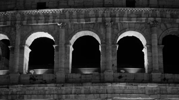 Rome Italie Décembre 2018 Coloseum Trois Fenêtres Détail Nuit — Photo