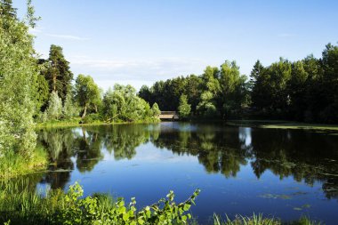 Yansıma pond nehir gölet doğa gökyüzü.