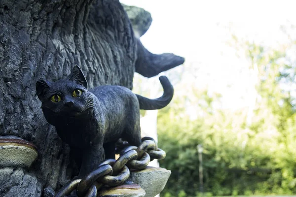 Parc Pour Enfants Sculptures Bois Personnages Dans Les Contes Fées — Photo