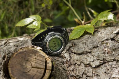 Elektronik spor saatleri ağaçta.