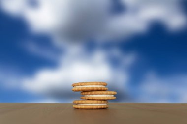 Çerezler beyaz bir arka plan ve renk üzerinde puf.