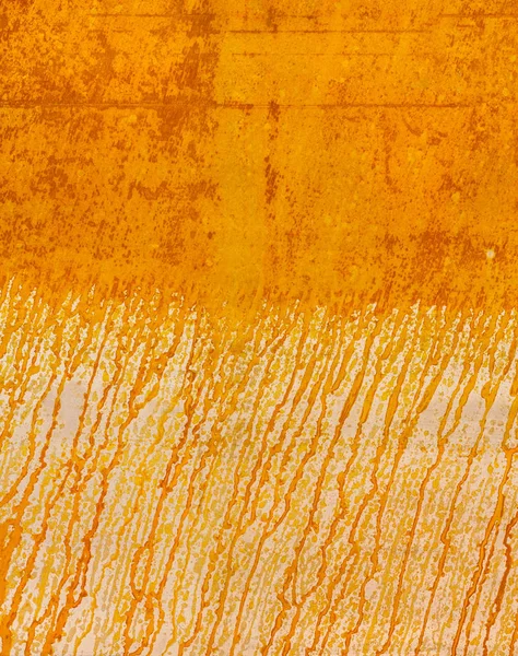 De textuur van het roestige metaal is oranje met scheidingen uit de afvoer van water. — Stockfoto
