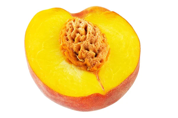 Reife Pfirsichfrüchte isoliert auf weißem Hintergrund ausgeschnitten. volle Schärfentiefe — Stockfoto