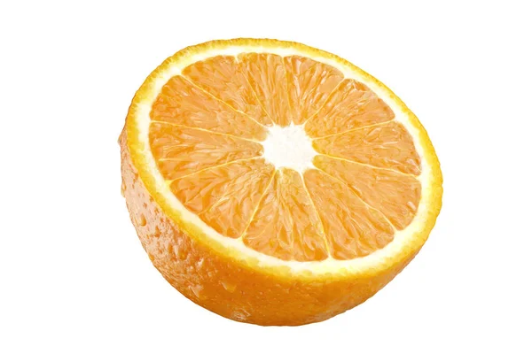 Eine Halbe Orange Isoliert Auf Weißem Hintergrund Volle Tiefenschärfe Schnappmaske — Stockfoto