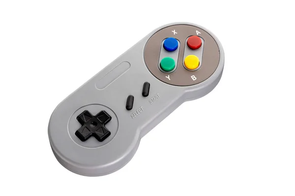 Gamepad Retro Con Botones Aislados Sobre Fondo Blanco Profundidad Total — Foto de Stock