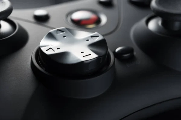 Los Botones Flecha Controlador Juego Negro Desarrollo Del Juego Videojuegos — Foto de Stock