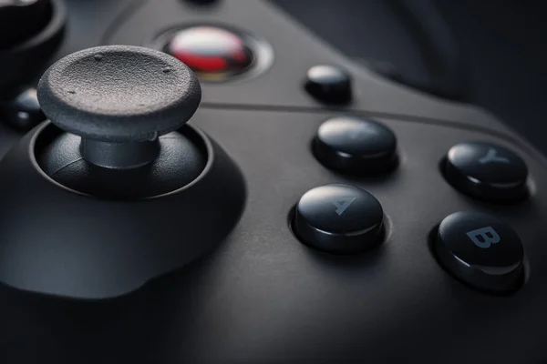 Controlador Juego Negro Palo Desarrollo Del Juego Videojuegos Retro Consolas — Foto de Stock