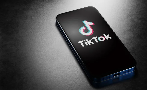 Lambang Aplikasi Media Sosial Tik Tok Pada Layar Smartphone Close — Stok Foto