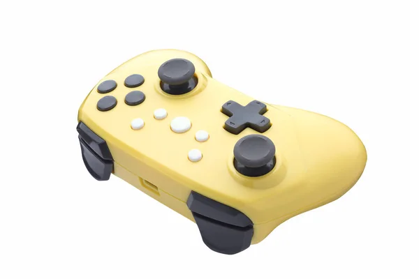 Gamepad Retro Videojuegos Controlador Amarillo Para Videojuego Gamepad Aislado Sobre — Foto de Stock