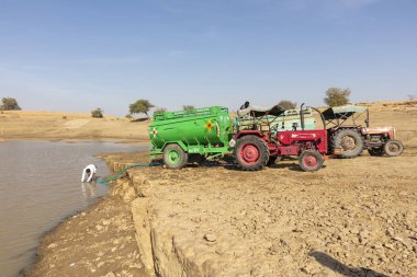 Thar Çölü'nde vaha, Jaisalmer yakın bulunan, Hindistan'da Altın Şehir.