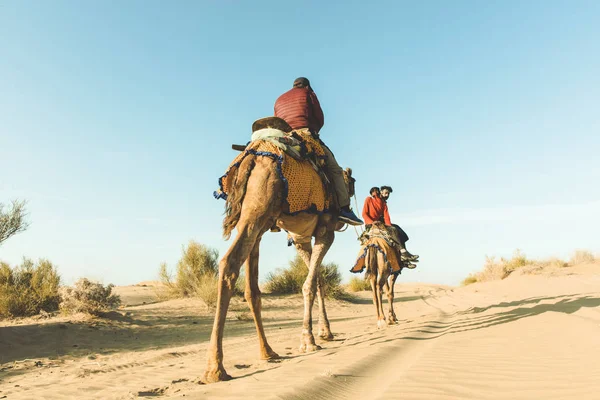 Dromedario con turista nel deserto di Thar — Foto Stock