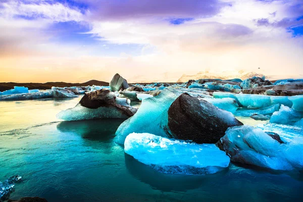 Jokulsarlon Laguna Del Río Glacial Gran Lago Glaciar Borde Del —  Fotos de Stock