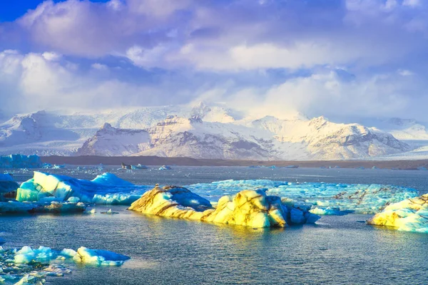 Jokulsarlon Jégkorszak Folyó Lagúna Egy Nagy Tóval Vatnajokull Nemzeti Park — Stock Fotó