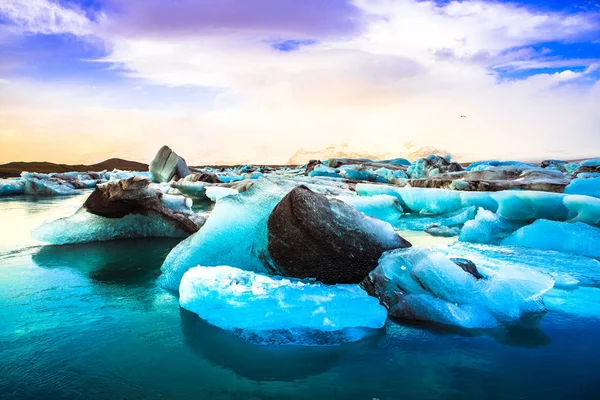 Jokulsarlon Laguna Del Río Glacial Gran Lago Glaciar Borde Del —  Fotos de Stock