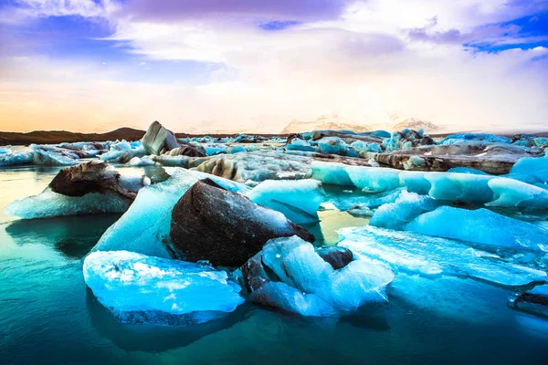 Jokulsarlon Laguna Del Río Glacial Gran Lago Glaciar Borde Del — Foto de Stock