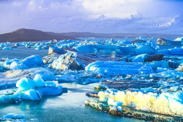 Jokulsarlon Laguna Del Río Glacial Gran Lago Glaciar Borde Del —  Fotos de Stock