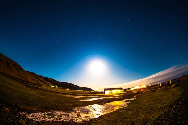Ночное Небо Скогаре Исландия — стоковое фото