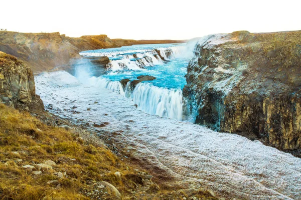 Gullfoss Golden Fall Waterfall Part Golden Circle Located Canyon Olfusa — Stock Photo, Image