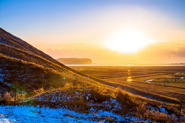 Seitenansicht Der Route Oder Ringstraße Hringvegur Mit Naturlandschaft Hintergrund Island — Stockfoto