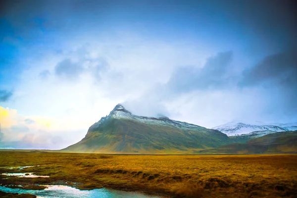 Vista Lateral Rota Ring Road Hringvegur Com Fundo Paisagem Natural — Fotografia de Stock