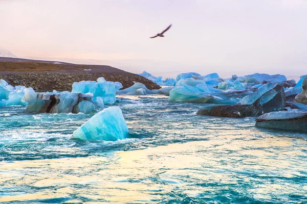 Jokulsarlon Laguna Fluviale Glaciale Grande Lago Glaciale Margini Del Vatnajokull — Foto Stock