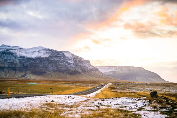 Route Veya Çevre Yolu Hringvegur Zlanda Etrafında Çalışan Ülkenin Yerleşim — Stok fotoğraf