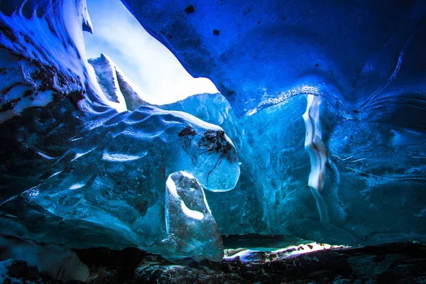 Ice Cave Natural Phenomena Formed Glaciers Winter Water Running Glacier — Stock Photo, Image