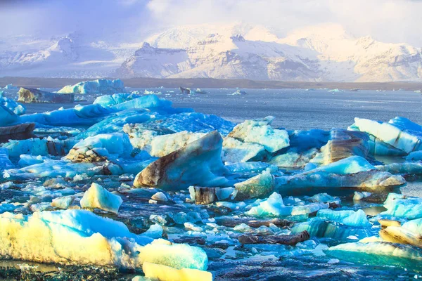 Jokulsarlon Laguna Del Río Glacial Gran Lago Glaciar Borde Del — Foto de Stock