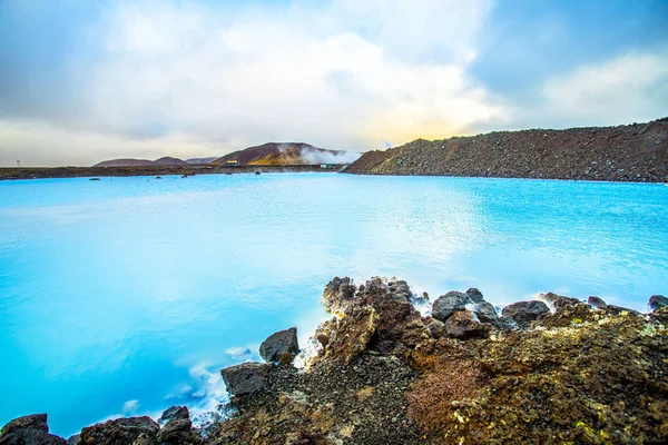 Blue Lagoon Centro Termale Geotermico Situato Campo Lava Grindavik Sulla — Foto Stock
