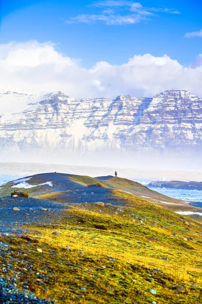 Jokulsarlon Lagoa Rio Glacial Grande Lago Glacial Borda Parque Nacional — Fotografia de Stock