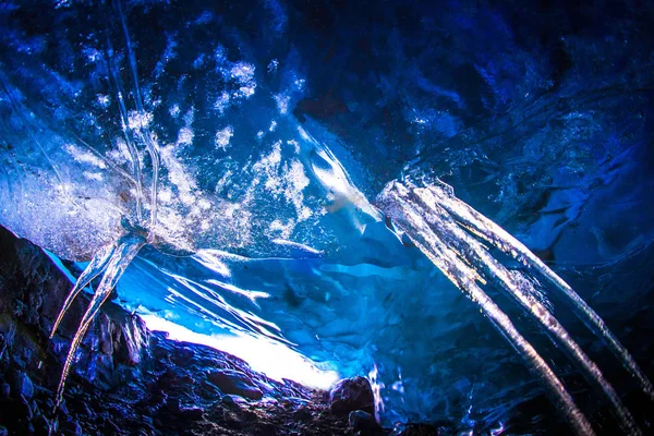 Ice Cave Natural Phenomena Formed Glaciers Winter Water Running Glacier — Stock Photo, Image