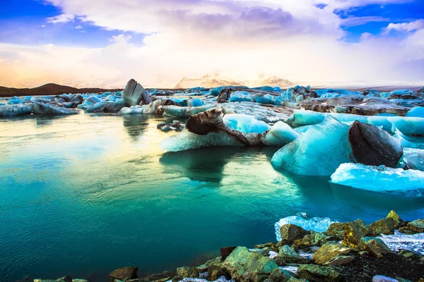 Jokulsarlon Lagune Rivière Glaciaire Grand Lac Glaciaire Sur Bord Parc — Photo