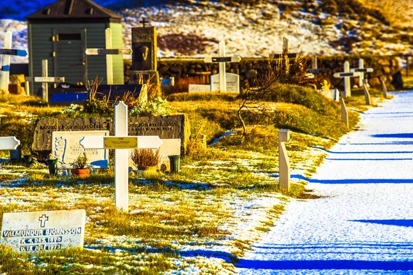 Islândia Novembro 2017 Cena Cemitério Aldeia Vik Vik Myrdal — Fotografia de Stock