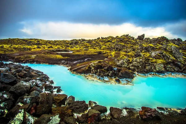 Blue Laguny Geotermální Lázně Umístěné Lávovém Poli Grindaviku Poloostrově Reykjanes — Stock fotografie