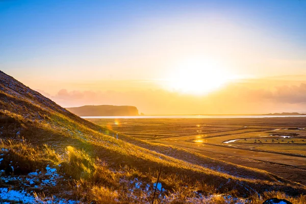 Boční Pohled Trasu Nebo Okružní Cestu Hringvegur Pozadí Přírody Island — Stock fotografie