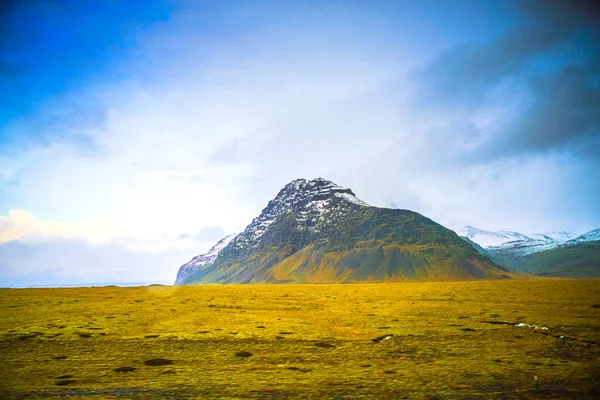 Vista Lateral Rota Ring Road Hringvegur Com Fundo Paisagem Natural — Fotografia de Stock