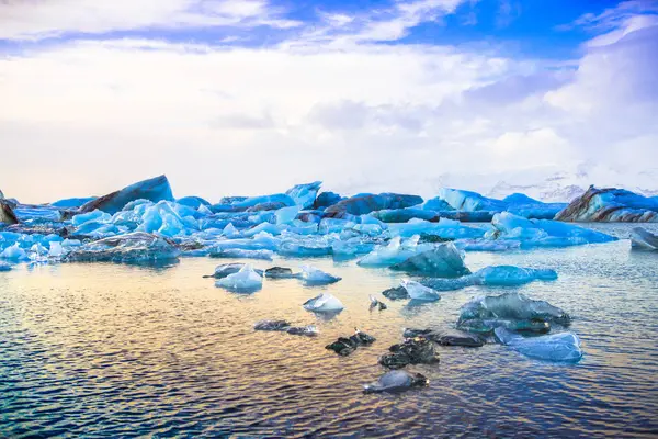 Jokulsarlon Jégkorszak Folyó Lagúna Egy Nagy Tóval Vatnajokull Nemzeti Park — Stock Fotó