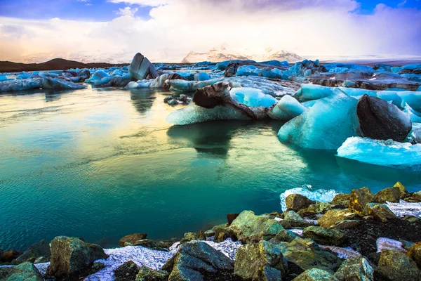 Jokulsarlon Laguna Fluviale Glaciale Grande Lago Glaciale Margini Del Vatnajokull — Foto Stock