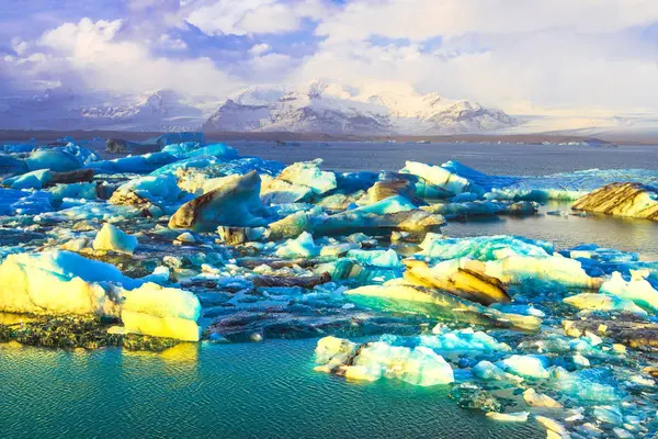 Glaciärlagunen Glacial River Lagoon Stor Issjö Utkanten Vatnajökull Nationalpark Sydöstra — Stockfoto