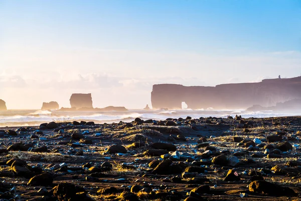 Reynisfjara Reynisfjoru Con Península Dyrholaey Cabo Portland Costa Sur Islandia — Foto de Stock