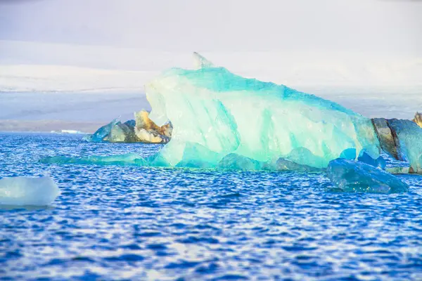Jokulsarlon Buzul Nehir Lagün Büyük Bir Buzul Gölü Kenarındaki Güneydoğu — Stok fotoğraf