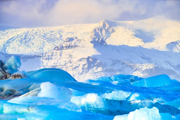 Γιόκουλσάρλον Παγόμορφο Ποταμό Λιμνοθάλασσα Μια Μεγάλη Παγετώδης Λίμνη Στην Άκρη — Φωτογραφία Αρχείου