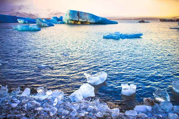 Jokulsarlon Jégkorszak Folyó Lagúna Egy Nagy Tóval Vatnajokull Nemzeti Park — Stock Fotó